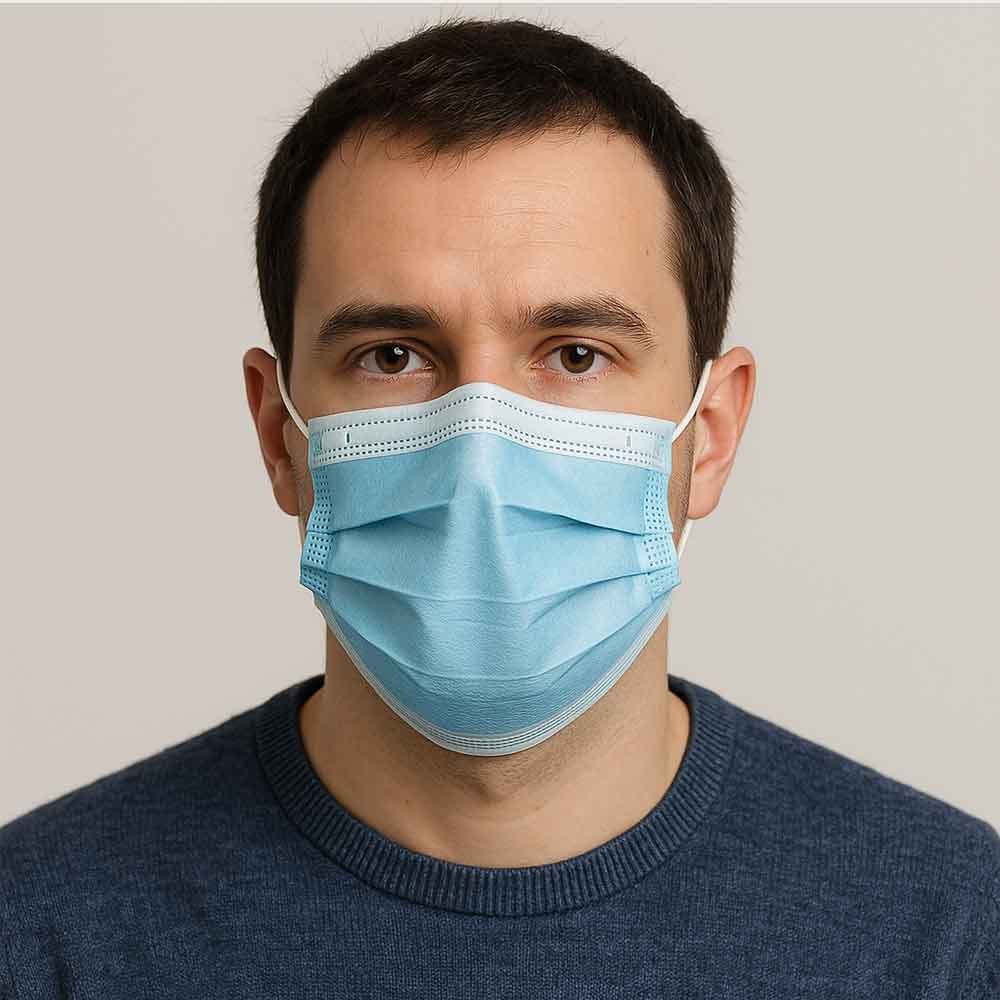 Mascarillas Desechables de 3 Capas con Elástico – Caja x50 Unidades (Color Azul) - Image 4